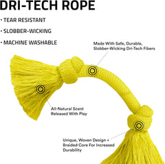 Playology Dri Tech Rope Dog Chew Toy for Medium Dogs up to 50lbs. | Engaging, All-Natural Chicken Scented Toy for Tough Chewers | Easy to Clean | Interactive and Non-Toxic