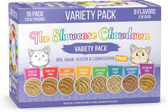 Weruva Slide N' Serve Paté Wet Cat Food, The Showcase Chowdown Variety Pack (Pack of 16)