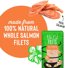 Tiki Cat Filet, All Natural Wild Caught Salmon, Single Ingredient High Moisture Non-GMO Wet Cat Food Topper, for All Life Stages