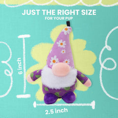 Snugarooz Baby Daisy Gnome Dog Toy with Repair Patch – Crinkle & Squeaky Fun – Perfect for Small Dogs, Made from Recycled Materials