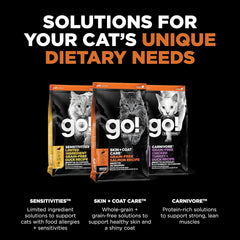 Go! Solutions Skin + Coat Care, Grain-Free Dry Cat Food, Salmon Recipe