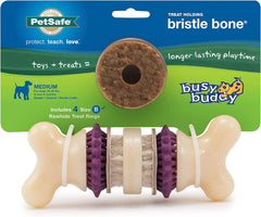 PetSafe Busy Buddy Bristle Bone Dog Toy - Treat-Holding Toy for Dogs - Treat Rings Included - Rigorously Tested Ingredients - Purple
