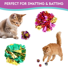 SPOT Mylar Balls Cat Toys - Fun, Crinkly Balls are Perfect for Swatting and Batting, Shiny and Colorful Toys to Entertain Cats and Kittens - Pack of Four 1.5" Balls, Assorted Colors
