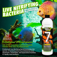 Fritz Aquatics FritzZyme 7 Live Nitrifying Bacteria Naturally Removes Amonia & Nitrite for Freshwater Fish