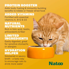 NATOO Cat Food Topper for Picky Eaters & Healthy Soft Cat Treat (Chicken & Brown Rice in Broth), Wet Food with Gravy, High Protein & Limited Ingredient, 2.4 oz (Case of 20)
