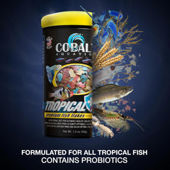Cobalt Aquatics Premium Tropical with Blue Flakes Fish Food - Ideal for Fish Aquariums & Tanks, Enhances Fish Health, Digestion & Colors