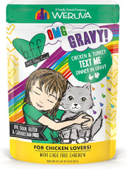 Weruva B.F.F. OMG - Best Feline Friend Oh My Gravy!, Chicken & Turkey Text Me with Chicken & Turkey in Gravy 2.75-oz(Pack of 12)