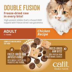 Catit Recipes Double Fusion Adult Cat Food – Chicken Recipe, High-Protein, Freeze-Dried Raw Toppings, No by-Products, Minimally Processed for Optimal Nutrition
