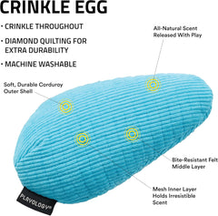 Playology Plush Crinkle Egg for Dogs , All Natural Peanut Butter Scented