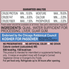 Evanger's Grain-Free Quail for Dogs & Cats 6 oz, 24 pk