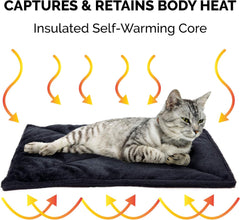 Furhaven ThermaNAP Self-Warming Cat Bed for Indoor Cats & Small Dogs, Washable & Reflects Body Heat - Quilted Faux Fur Reflective Bed Mat, Small