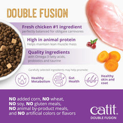 Catit Recipes Double Fusion Indoor Cat Food – Chicken Recipe, High-Protein, Freeze-Dried Raw Toppings, No by-Products, Minimally Processed, Balanced Nutrition for Indoor Cats
