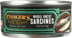 Evanger's Hand Packed Catch of The Day Uncut Sardines for Cats, 12 x 5.5 oz cans