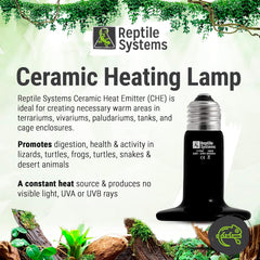 Ceramic Heat Emitter (Che)– Reptile, Amphibian, Mammal & Baby Chick: Heat Basking for Terrariums, Vivariums, Paludariums, Enclosures & Cages