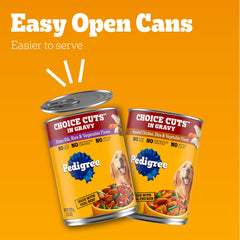 Pedigree Choice Cuts In Gravy Adult Canned Wet Dog Food Prime Rib Multipack, 13.2 oz. Cans (12 Count, Pack of 1)