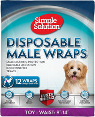 Simple Solution Disposable Dog Diapers Wraps for Male Dogs, True Fit, Absorbent, Leak Proof with Wetness Indicator, Puppy and Doggie Diaper for Peeing, For Small Pets
