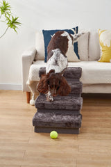 Pet Stairs for Dogs and Cats, 4 Steps, Soft Velvet Cover, Wooden Frame, Easy Assembly