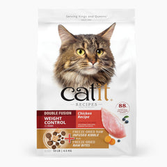 Catit Recipes Double Fusion Weight Control Cat Food – Chicken Recipe, High-Protein, Freeze-Dried Raw Toppings, No by-Products, Minimally Processed, Balanced Nutrition