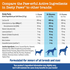 Zesty Paws Eye Supplement for Dogs - Vision Support with Antioxidants & Omega 3 Fatty Acids - 90 Chews