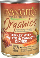 Evanger'S 100-Percent Organic For Dogs Turkey With Potato And Carrots Dinner, 12 Pack