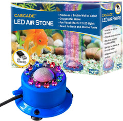 Penn-Plax Cascade Multi-Colored Rainbow LED Air Stone – Great Bubbler for Freshwater & Saltwater Aquariums – 2.5” Diameter