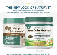 NaturVet Hemp Quiet Moments Plus Hemp Seed for Cats, 60 ct Soft Chews, Made in USA