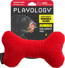 Playology Plush Squeaky Bone , All Natural Beef