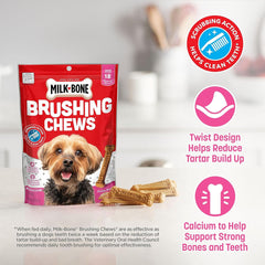 Milk-Bone Original Brushing Chews, Mini Daily Dental Dog Treats Scrubbing Action Helps Clean Teeth