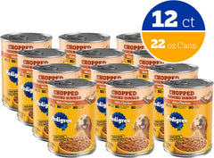 Pedigree Chopped Ground Dinner Adult Canned Soft Wet Dog Food Chicken Flavor, 22 oz. Cans EA