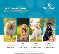 NaturVet Quiet Moments Calming Aid Dog Supplement – Helps Promote Relaxation, Reduce Stress, Storm Anxiety, Fireworks, Motion Sickness for Dogs – Tasty Pet Soft Chews with Melatonin – 70 Ct.