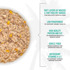 Tiki Cat Silver Comfort Mousse + Shreds, Tuna & Mackerel Recipe in Tuna Broth, Immune System Support Formulated for Older Cats Aged 11+, Senior Wet Cat Food