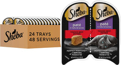 Sheba Perfect Portions Wet Cat Food Pate Tender Beef Entree, 2.6 oz. Twin-Pack Trays (24 Count, 48 Servings)