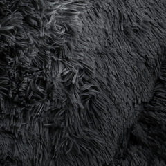 Arlee Donut Round Pet Dog Bed - Memory Foam - Calming Reduce Anxiety - Shaggy Vegan Fur - Assembled USA, Black