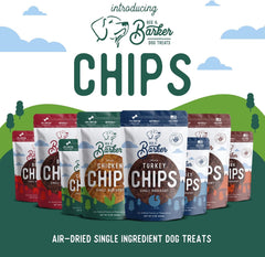 Beg & Barker Turkey Chips for Dogs - Single Ingredient Dog Treats Made for Large & Small Dogs Protein Human Grade Dog Treats Made from Real Meat Turkey, Made in USA