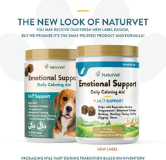 NaturVet Emotional Support Daily Calming Aid Dog Supplement - Helps Promote 24/7 Normal, Calm Behavior - for Dog Stress, Nervousness, Separation, Unwanted Behavior - 120ct Soft Chews