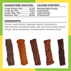 BIXBI Hip & Joint Support Chicken Jerky Dog Treats - USA Made Grain Free Dog Treats - Glucosamine, Chondroitin for Dogs - High in Protein, Antioxidant Rich, Whole Food Nutrition, No Fillers