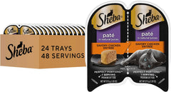 Sheba Perfect Portions Wet Cat Food Pate Savory Chicken Entree, 2.6 oz. Twin-Pack Trays (24 Count, 48 Servings)