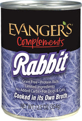 Evanger's Grain-Free Single Protein Game Meats for Dogs & Cats, Rabbit, 12.8 OZ, Pack of 12