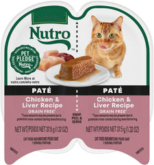NUTRO Perfect Portions Adult Wet Cat Food Grain Free Chicken & Liver Paté Entrées 2.6 oz, 24 pk