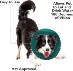 ZenPet Protective Inflatable Recovery Collar for Dogs and Cats (Teal) - Soft Pet Cone