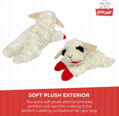Multipet Lamb Chop Dog Plush Toy - Squeaky Dog Toy for Small & Medium Dogs - Extra Soft Plush Dog Toy - Stuffed Animal Dog Toy for Cuddling & Playing - Cute Pet Toy (10", Cream, 5 Squeakers)