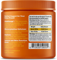 Zesty Paws Hairball Bites for Cats - Cat Furball Support - Functional Supplement with Omega 3 Fish Oil EPA & DHA + Zinc, Biotin & Psyllium Husk - Supports Gut & Skin Health - 60 Count