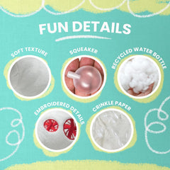 Snugarooz Pepper The Unicorn with Repair Patch - Holiday Plush Dog Toy, Peppermint Style - Crinkle & Squeaker - Festive Soft Chew Toy for Dogs