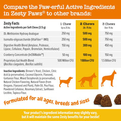 Zesty Paws Stay Green Bites for Dogs - Grass Burn Soft Chews for Lawn Spots Caused by Dog Urine - with Cranberry for Urinary Tract & Bladder - Chicken - 90 Count