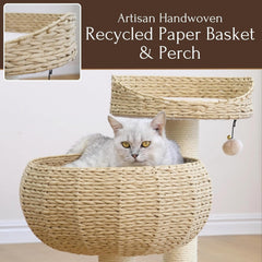 PetPals Paper Rope Natural Bowl Shaped with Perch Cat Tree