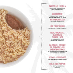 Tiki Cat Silver Comfort Mousse + Shreds, Chicken, Salmon & Chicken Liver Recipe, Immune System Support Formulated for Older Cats Aged 11+, Senior Wet Cat Food