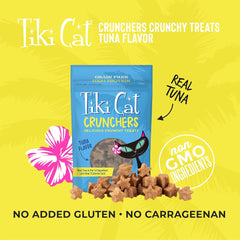 Tiki Cat Crunchers Dry Cat Treats, Tuna Flavor, Low-Calorie Grain-Free Crunchy Snack, For Adult Cats
