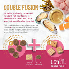 Catit Recipes Double Fusion Kitten Food – Chicken Recipe, 96% Animal Protein, Freeze-Dried Raw Toppings, No by-Products, High-Nutrient Wet & Dry Blend for Healthy Growth, 4 lb