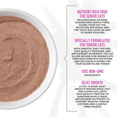 Tiki Cat Silver Mousse, with Salmon & Pumpkin in Broth, Silky Smooth Nutrient Rich Formulated for Older Cats Aged 11+