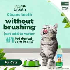 TropiClean Fresh Breath for Cats | Cat Dental Care and Teeth Cleaning | Breath Freshener | Water Additive for Cats |